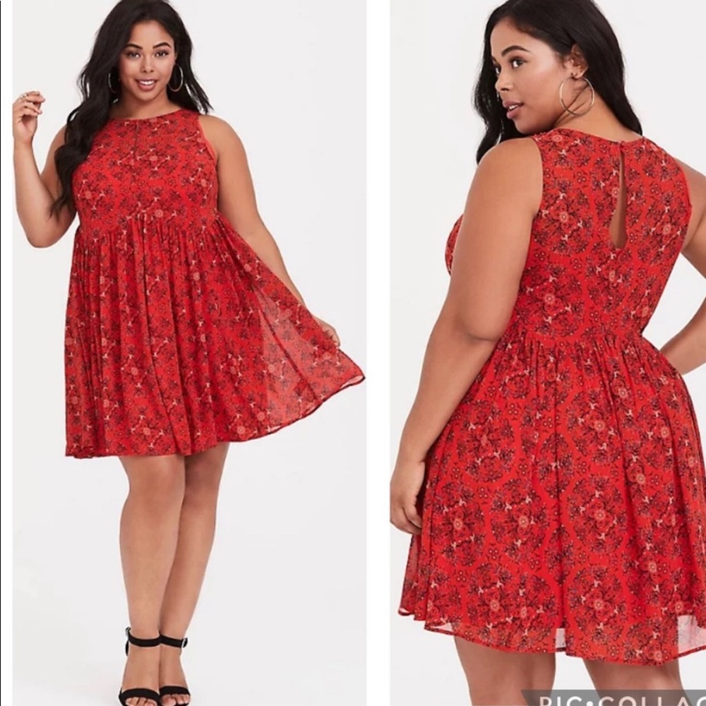 Torrid Orange Chiffon Trapeze size 0 dress